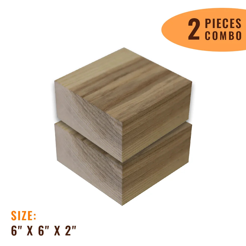 Pack Of 2 , Ash Wood Bowl Blanks | 6&quot; x 6&quot; x 2&quot; | - Exotic Wood Zone - Buy online Across USA 