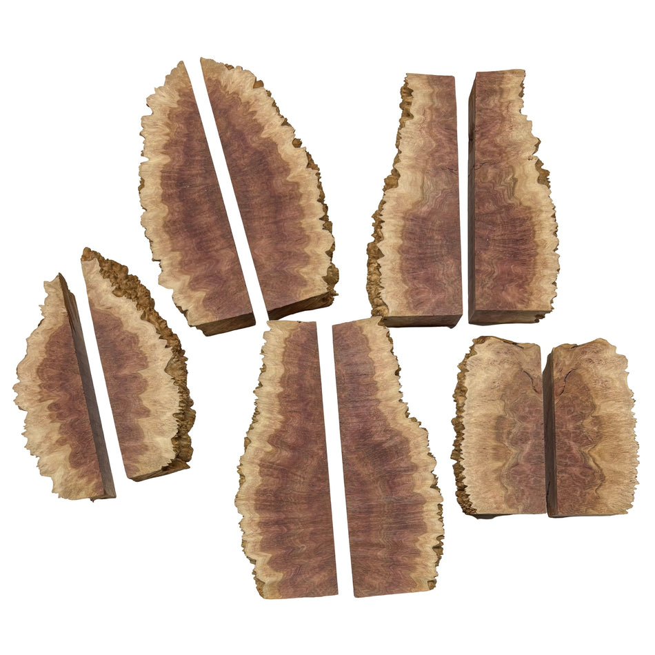 Box of Australian Red Mallee Burl Cutoffs - Bookmatched Pieces