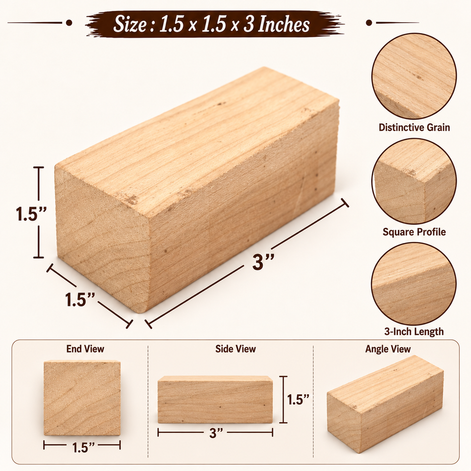Lot de 6 ébauches de tournage en bois de palissandre des Indes orientales 1- 1/2 " x 1- 1/2 " x 3" pour bouchons de bouteille, bagues, bijoux, appeaux, manches d'outils