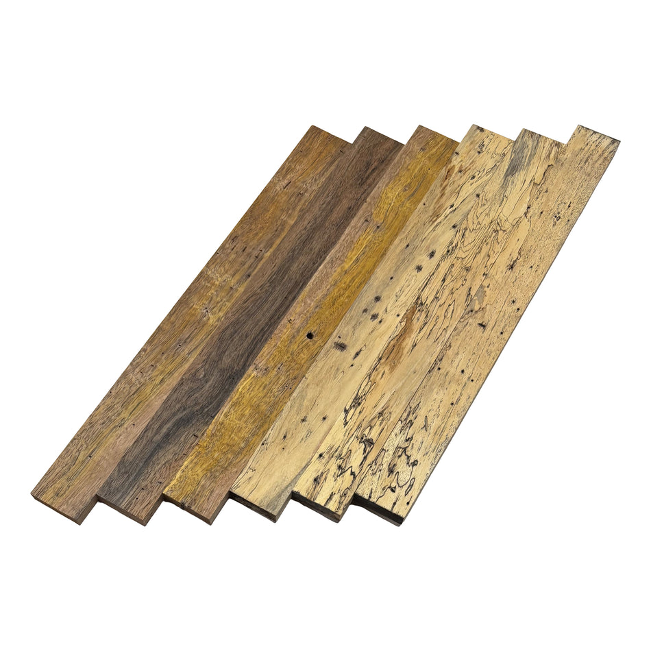 Combo Pack of 6, 3/4" Lumber Board | Cutting Board Blocks | Indian Laurel, Spalted Tamarind with Pinholes