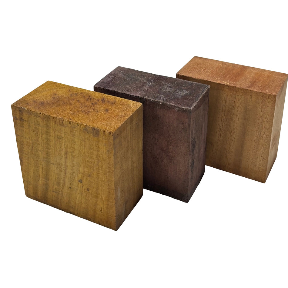 Combo Pack of 3, Bowl Blanks 4" x 4" x 2" (Osage Orange, Mahogany, Purpleheart)