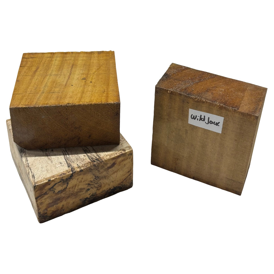 Combo Pack of 3, Bowl Blanks 4" x 4" x 2" (Osage Orange, Wild Jack, Spalted Tamarind)