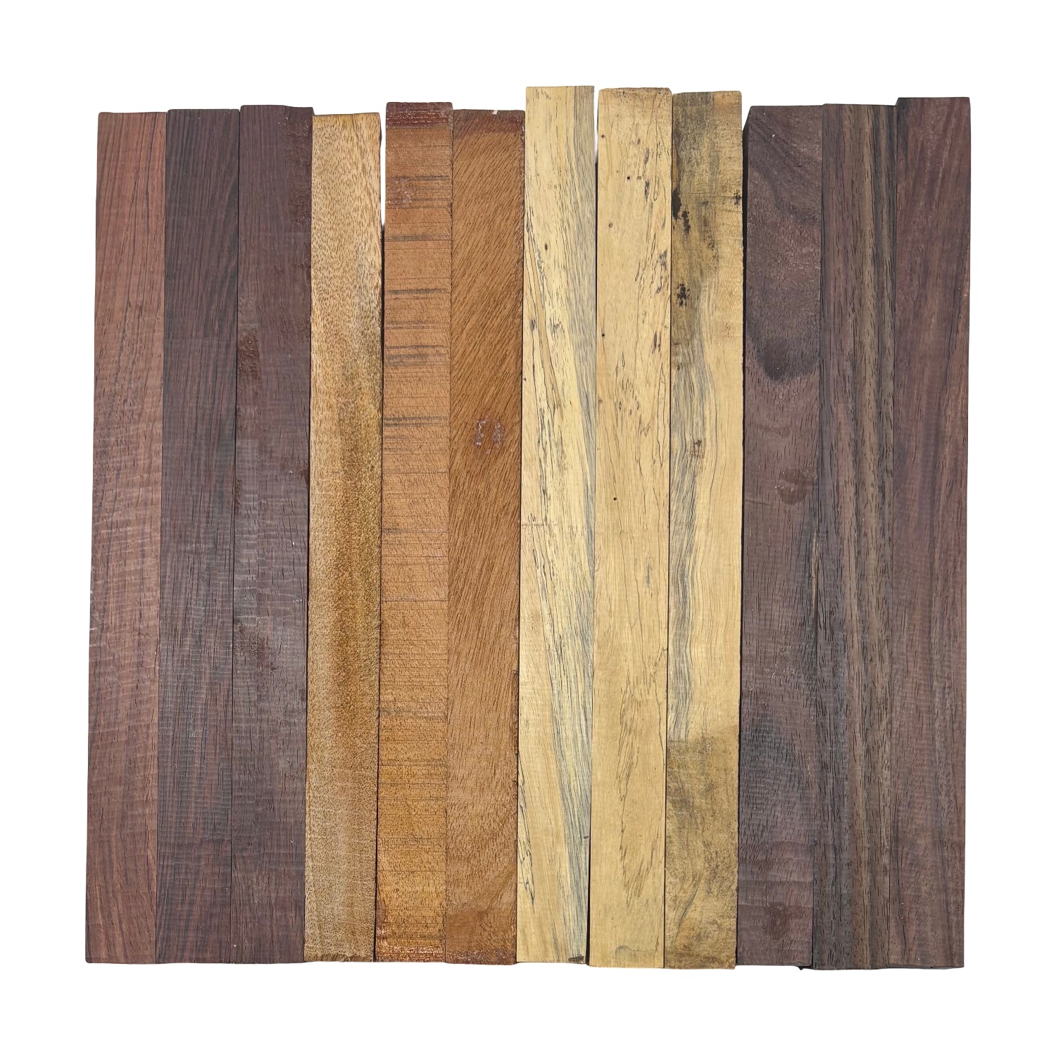 DIY Cutting Board Maker Kit - 1" x 1" x 12" | Mahogany + Indian Rosewood + Tamarind + Honduras Rosewood (12 Pieces) Exotic Wood Zone 