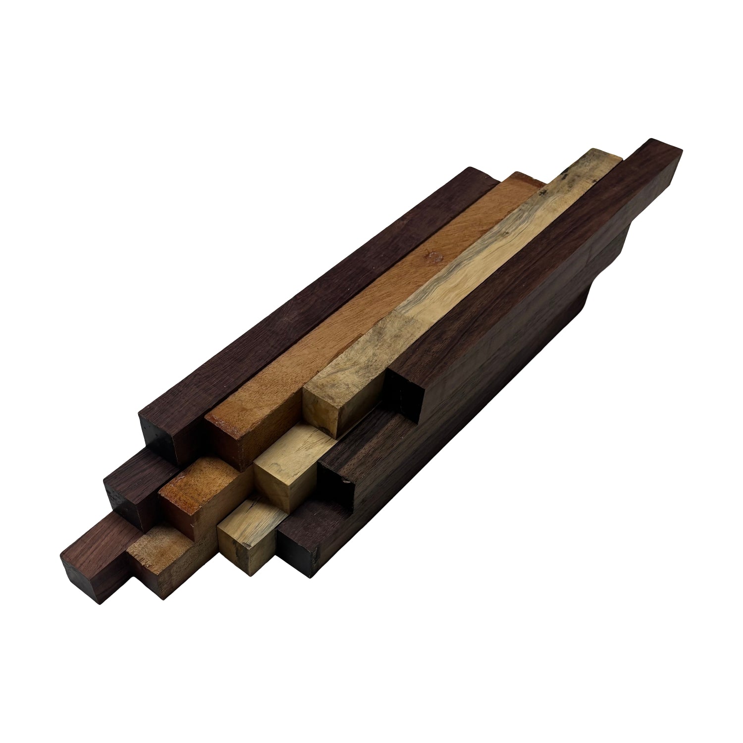 DIY Cutting Board Maker Kit - 1" x 1" x 12" | Mahogany + Indian Rosewood + Tamarind + Honduras Rosewood (12 Pieces) Exotic Wood Zone 