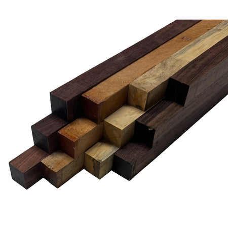 DIY Cutting Board Maker Kit - 1" x 1" x 12" | Mahogany + Indian Rosewood + Tamarind + Honduras Rosewood (12 Pieces) Exotic Wood Zone 