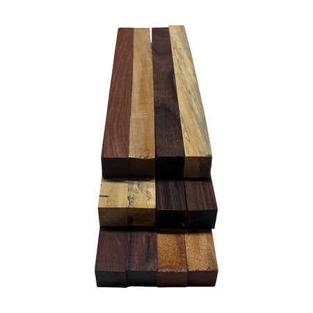 DIY Cutting Board Maker Kit - 1" x 1" x 12" | Mahogany + Indian Rosewood + Tamarind + Honduras Rosewood (12 Pieces) Exotic Wood Zone 