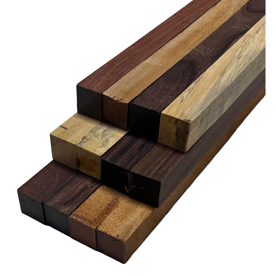 DIY Cutting Board Maker Kit - 1" x 1" x 12" | Mahogany + Indian Rosewood + Tamarind + Honduras Rosewood (12 Pieces)