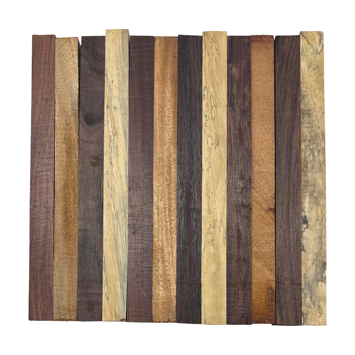 DIY Cutting Board Maker Kit - 1" x 1" x 12" | Mahogany + Indian Rosewood + Tamarind + Honduras Rosewood (12 Pieces) Exotic Wood Zone 