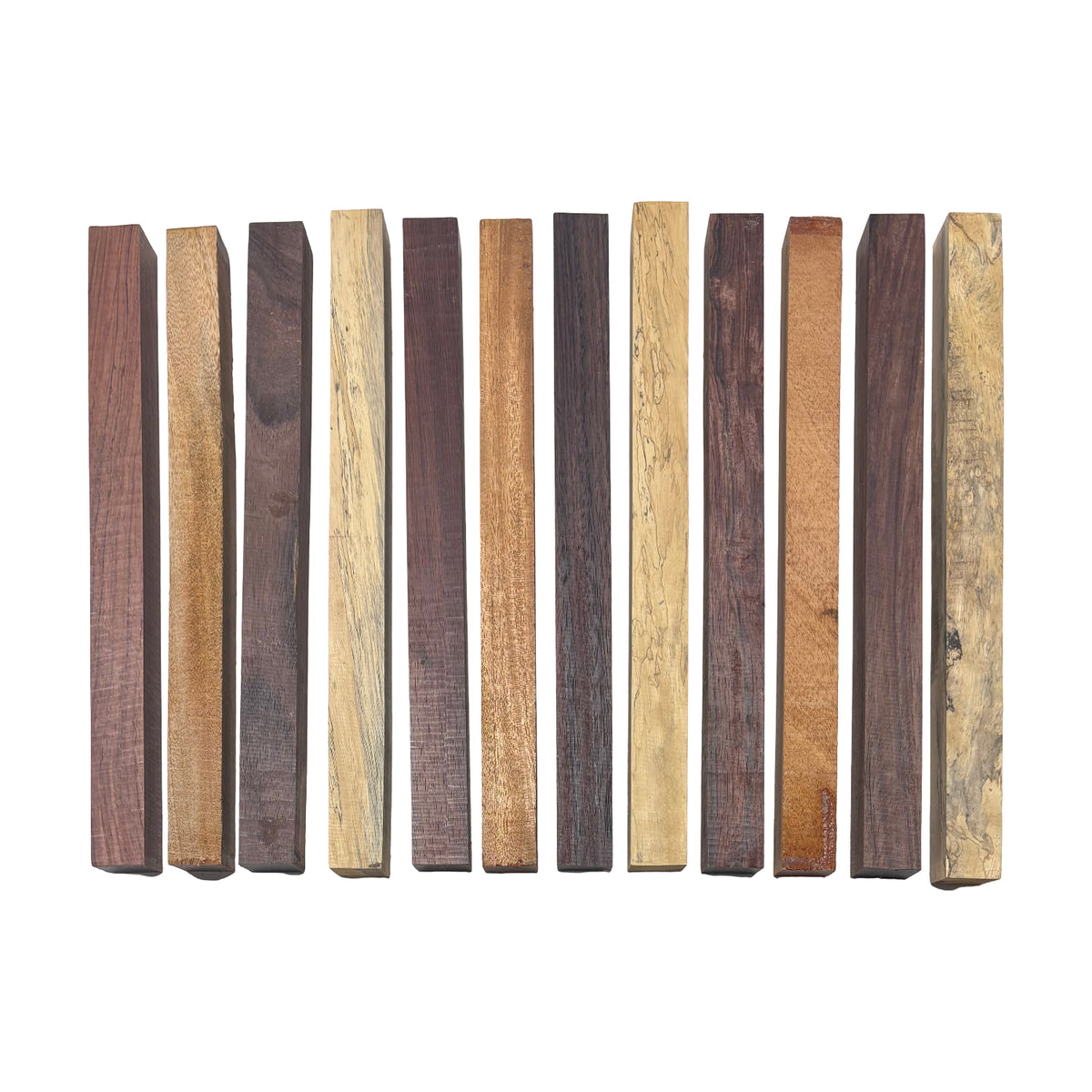 DIY Cutting Board Maker Kit - 1" x 1" x 12" | Mahogany + Indian Rosewood + Tamarind + Honduras Rosewood (12 Pieces) Exotic Wood Zone 