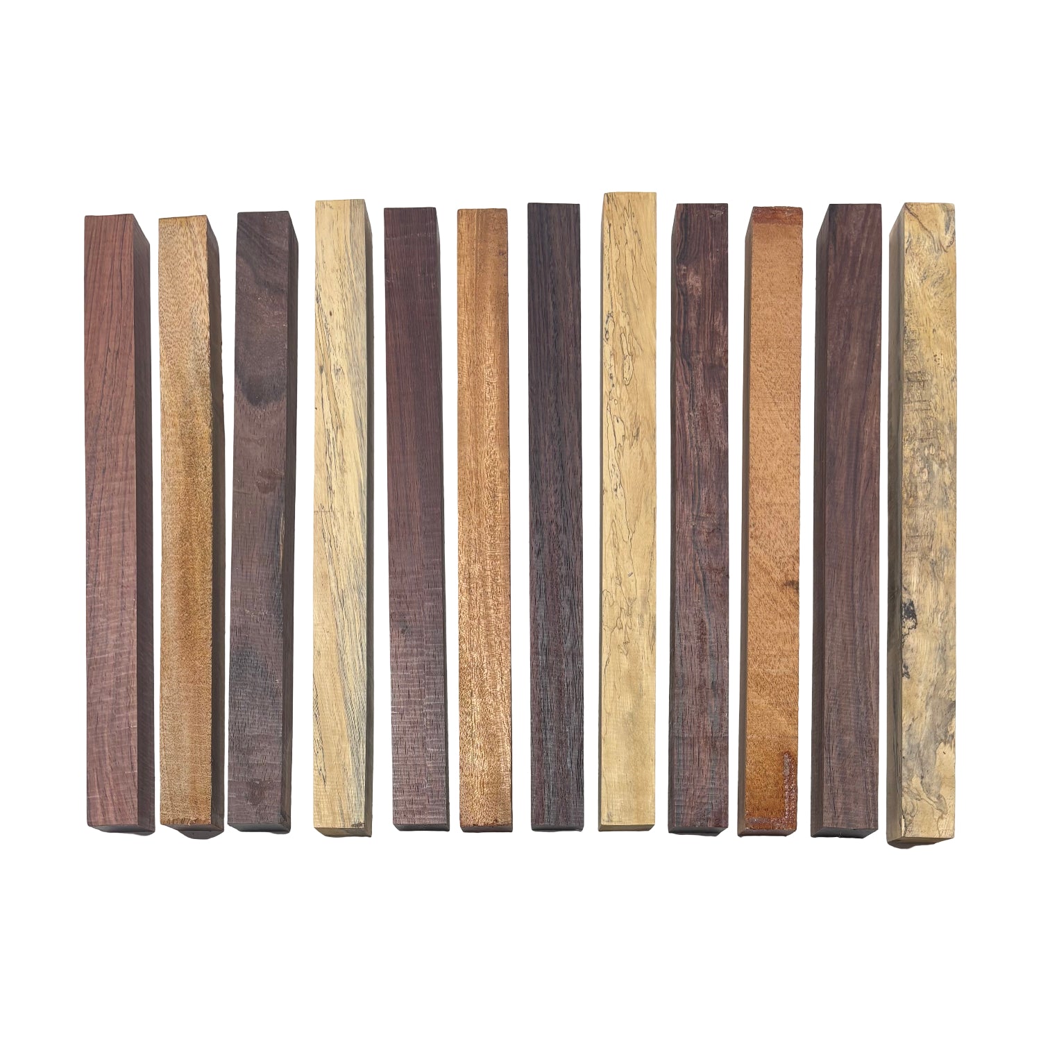 DIY Cutting Board Maker Kit - 1" x 1" x 12" | Mahogany + Indian Rosewood + Tamarind + Honduras Rosewood (12 Pieces) Exotic Wood Zone 