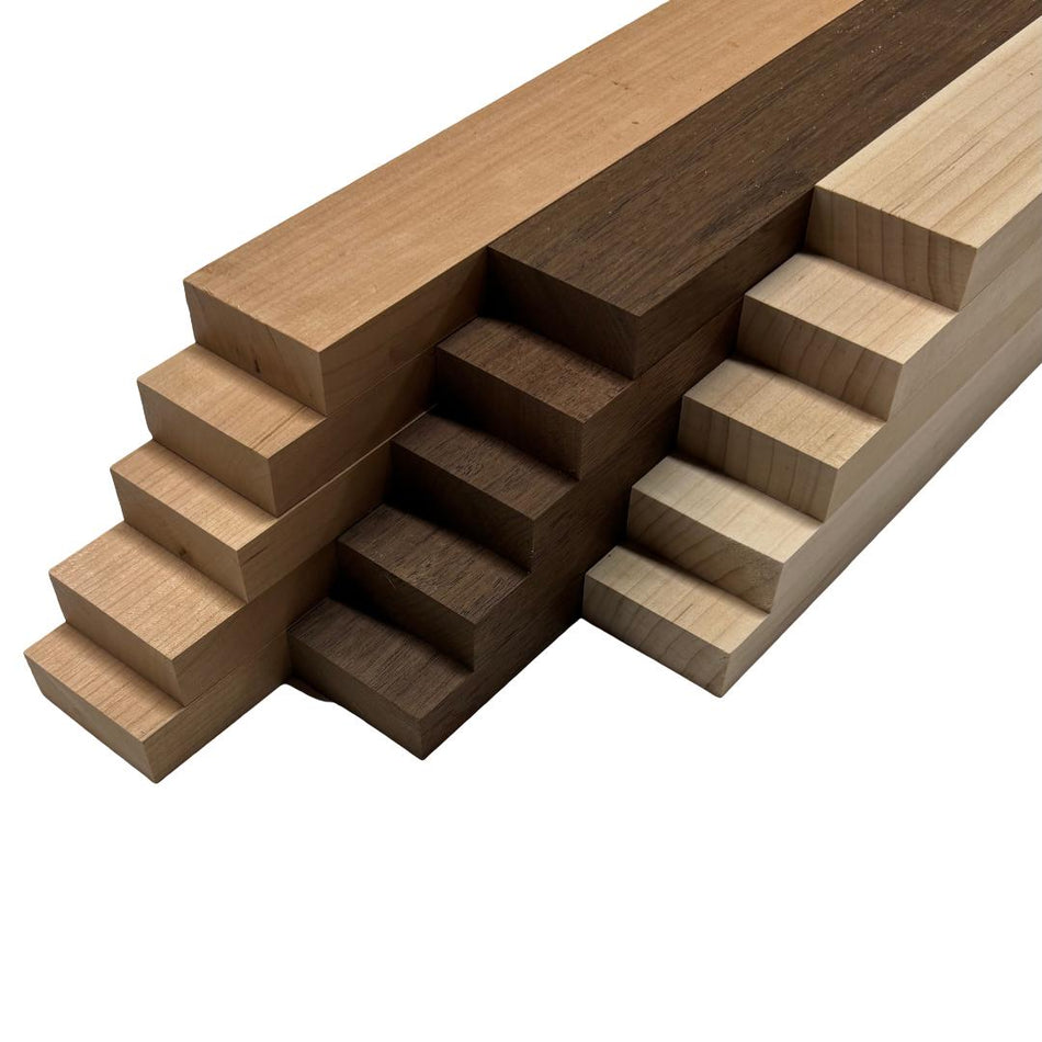 DIY Cutting Board Maker Kit | Cherry + Peruvian Walnut + Hard Maple (15 Pieces)
