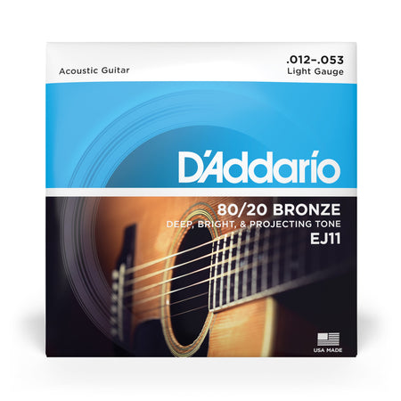 D'Addario 80/20 Bronze Wound Acoustic Guitar Strings -Light (EJ11) Exotic Wood Zone 