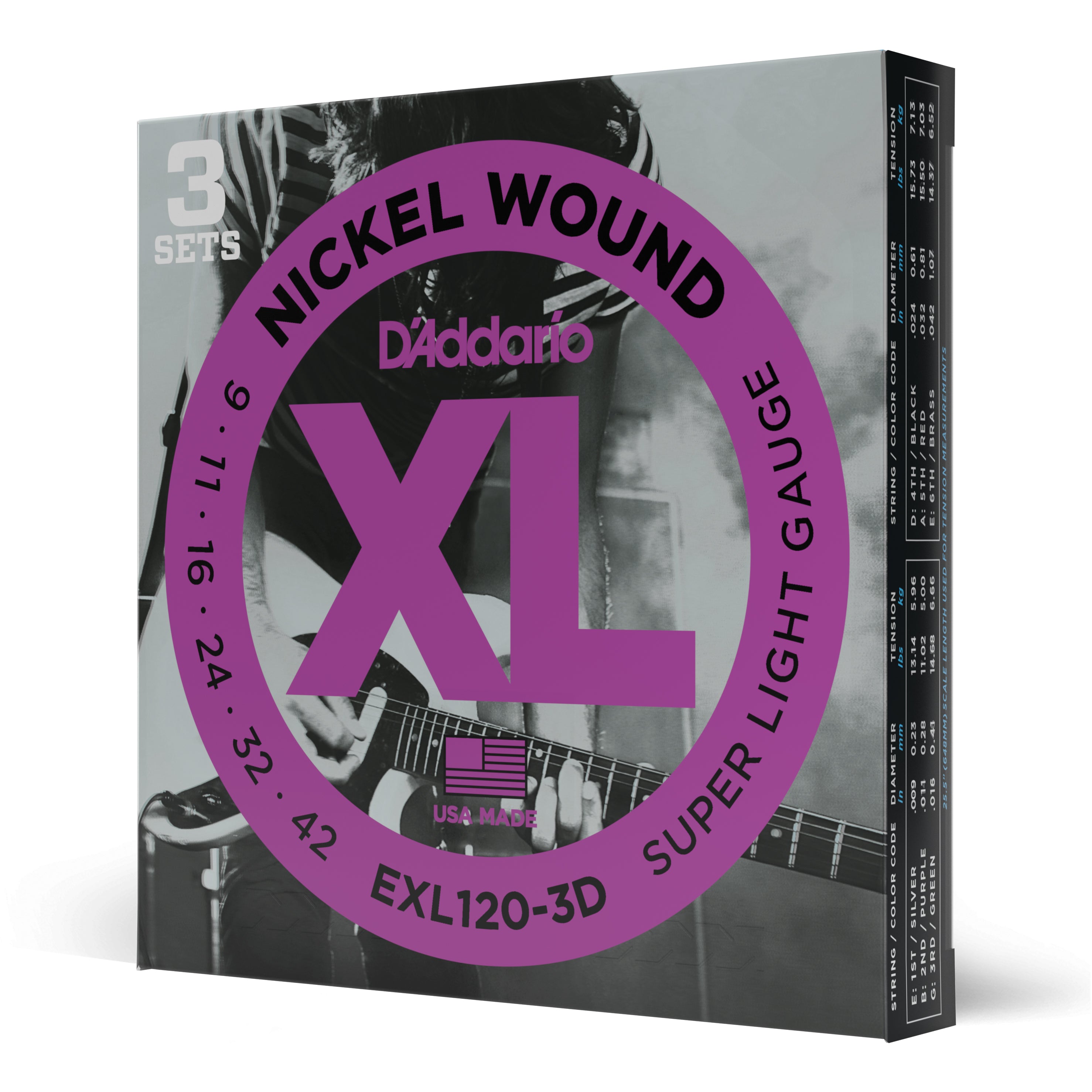 D'Addario XL Nickel Wound Electric Guitar Strings - Super Light