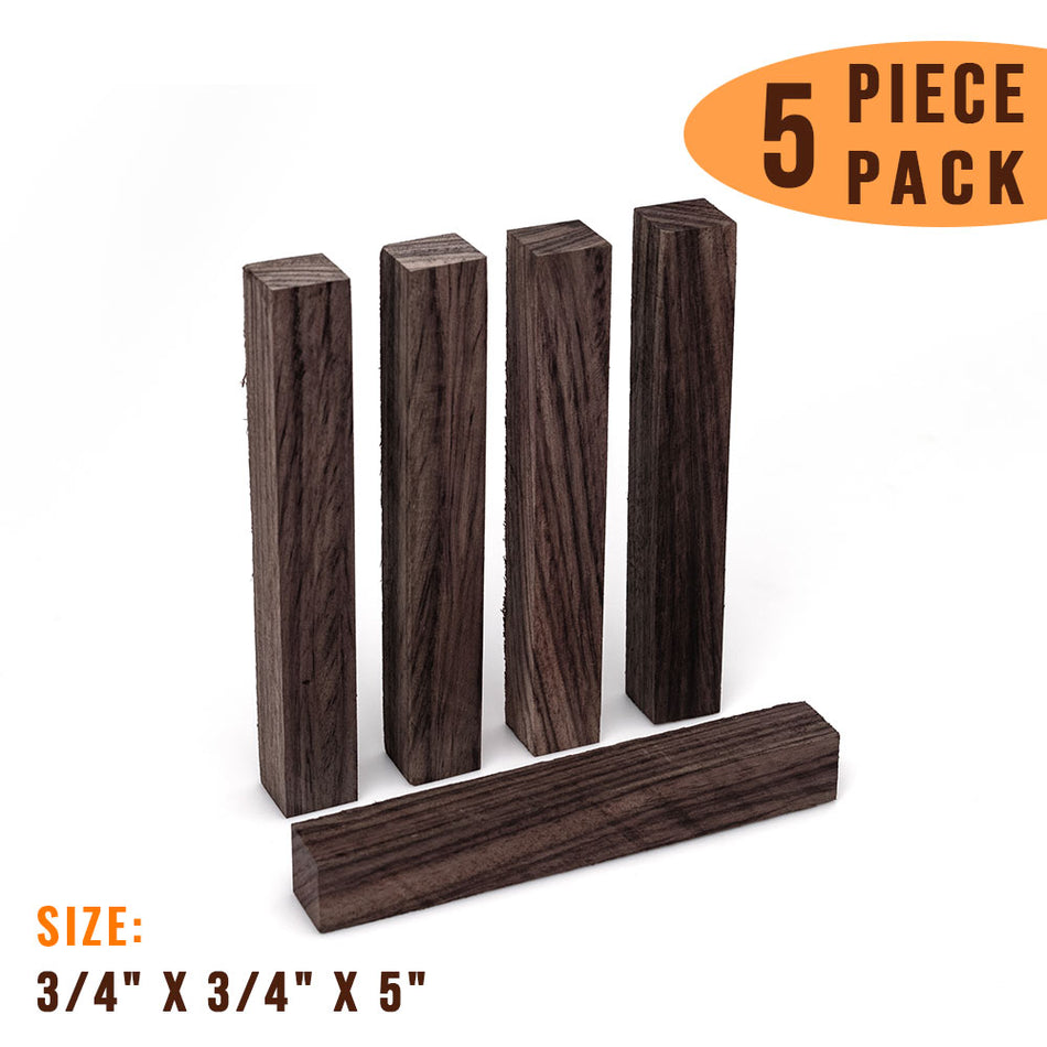 Pack of 5, East Indian Rosewood Pen Blanks 3/4"x 3/4"x 5"