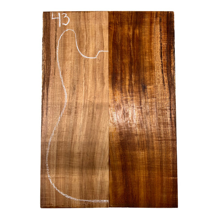 Curly Flame Hawaiian Koa Bookmatched Guitar Drop Tops 21" x 7" x 1/4" #43 - Exotic Wood Zone - Buy online Across USA 