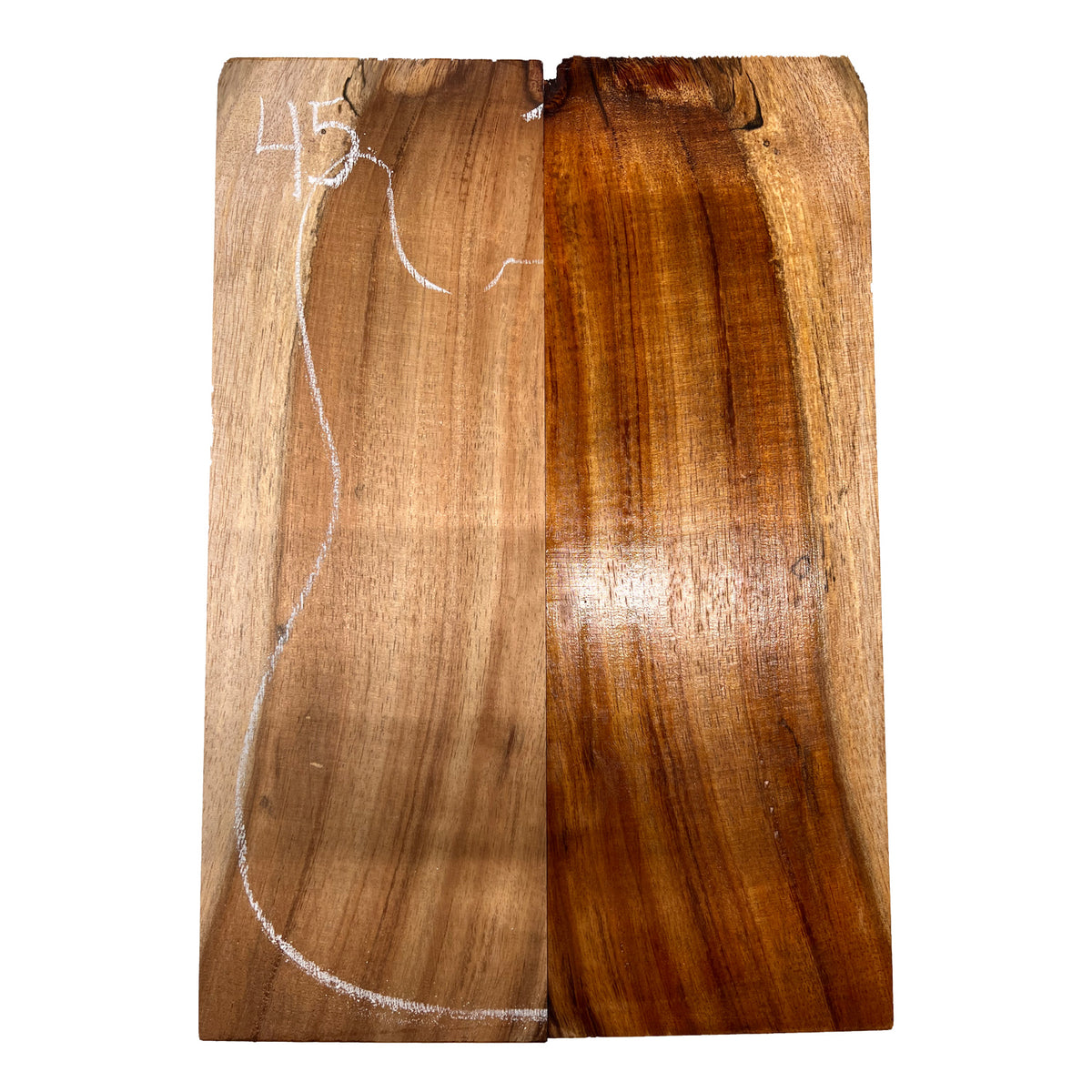 Curly Flame Hawaiian Koa Bookmatched Guitar Drop Tops 21" x 7" x 1/4" #45 - Exotic Wood Zone - Buy online Across USA 