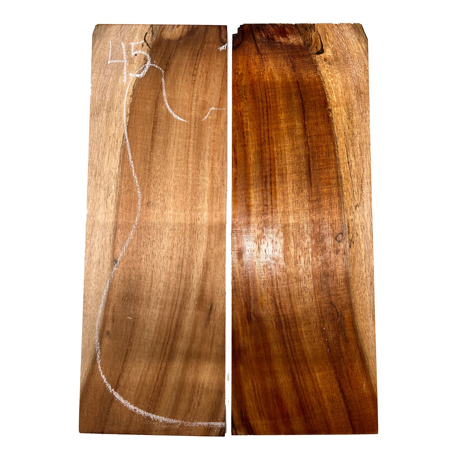 Curly Flame Hawaiian Koa Bookmatched Guitar Drop Tops 21" x 7" x 1/4" #45 - Exotic Wood Zone - Buy online Across USA 