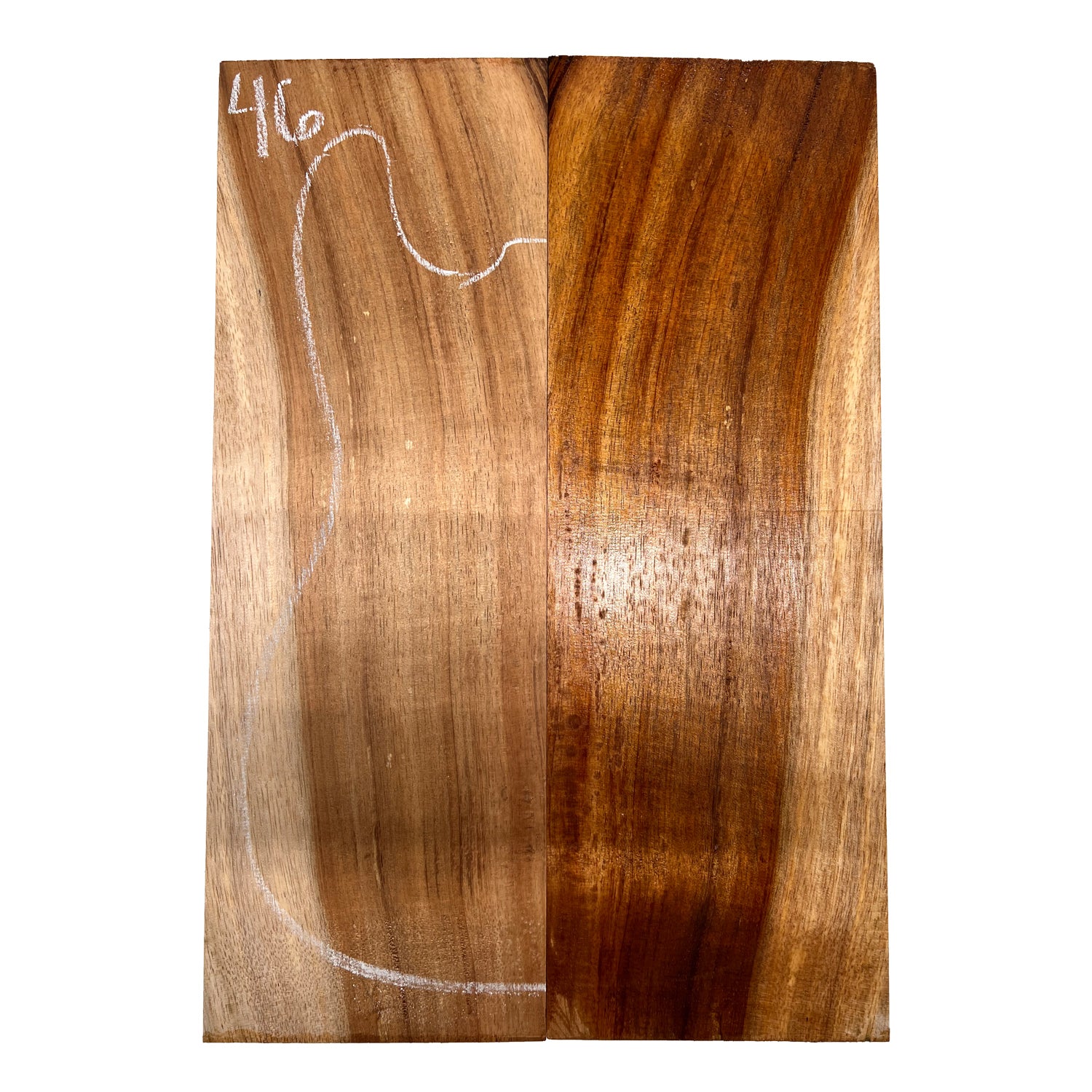 Curly Flame Hawaiian Koa Bookmatched Guitar Drop Tops 21" x 7" x 1/4" #46 - Exotic Wood Zone - Buy online Across USA 