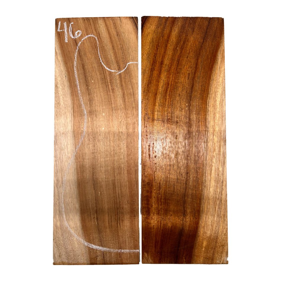 Curly Flame Hawaiian Koa Bookmatched Guitar Drop Tops 21" x 7" x 1/4" #46 - Exotic Wood Zone - Buy online Across USA 