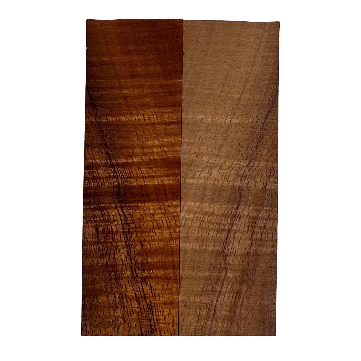 Curly Flame Hawaiian Koa Wood Knife Blanks/Knife Scales Bookmatched 5&quot; x 1-1/2&quot; x 3/8&quot; - Exotic Wood Zone - Buy online Across USA 
