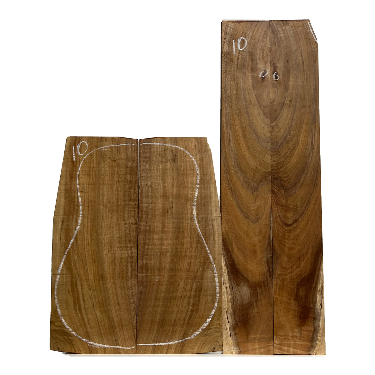 Curly Flame Hawaiian Koa Dreadnought Guitar Back & Side Set #10 - Exotic Wood Zone - Buy online Across USA 