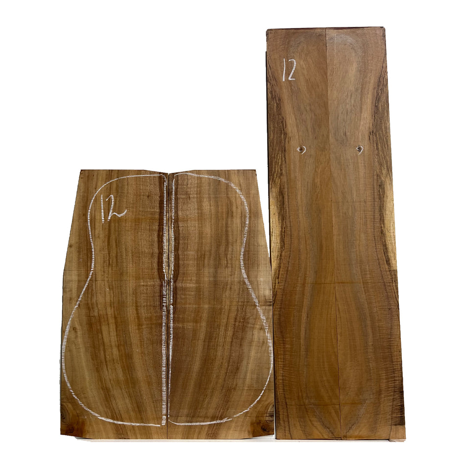 Curly Flame Hawaiian Koa Dreadnought Guitar Back & Side Set #12 - Exotic Wood Zone - Buy online Across USA 