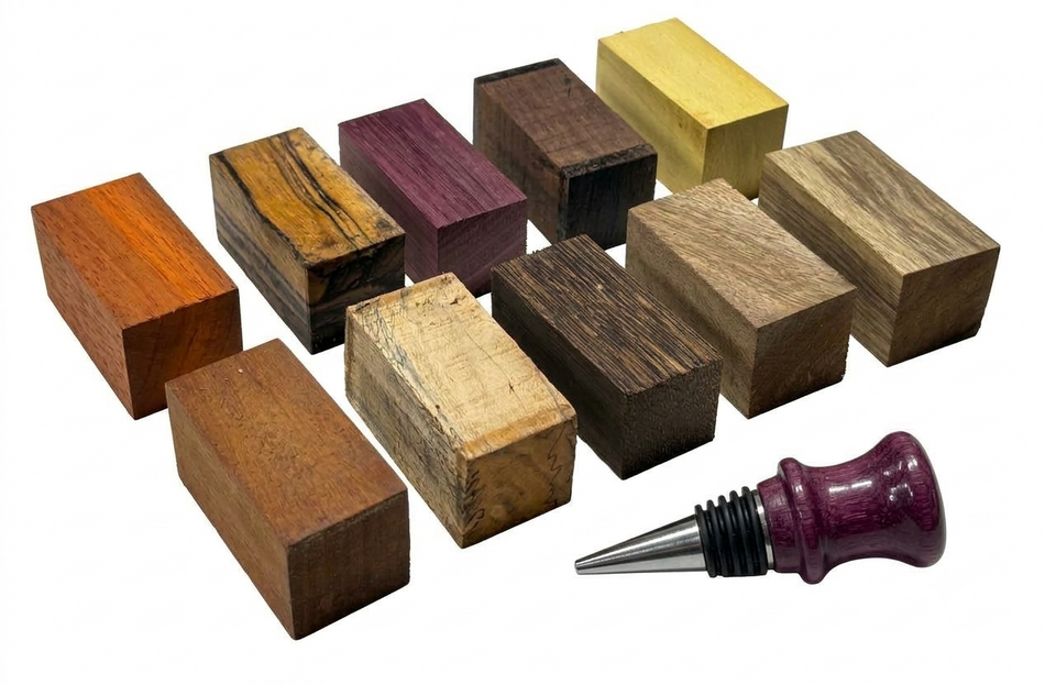 10-Pack Exotic Wood Turning Blank for Bottle Stoppers, Rings, Jewelry, Game calls, Tool Handles 1-1/2" × 1-1/2" × 3"