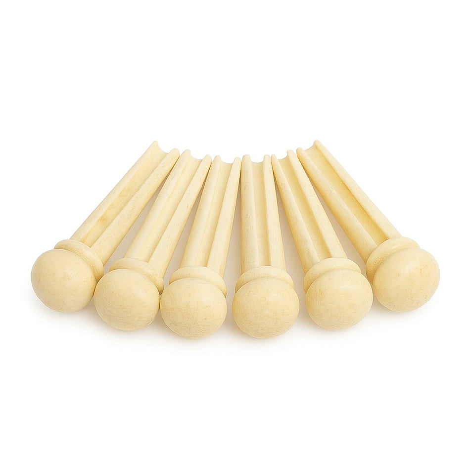 Hosco Slotted Cattle Bone Bridge Pins for Acoustic Guitar – No Dot (Set of 6) by JOBOIS