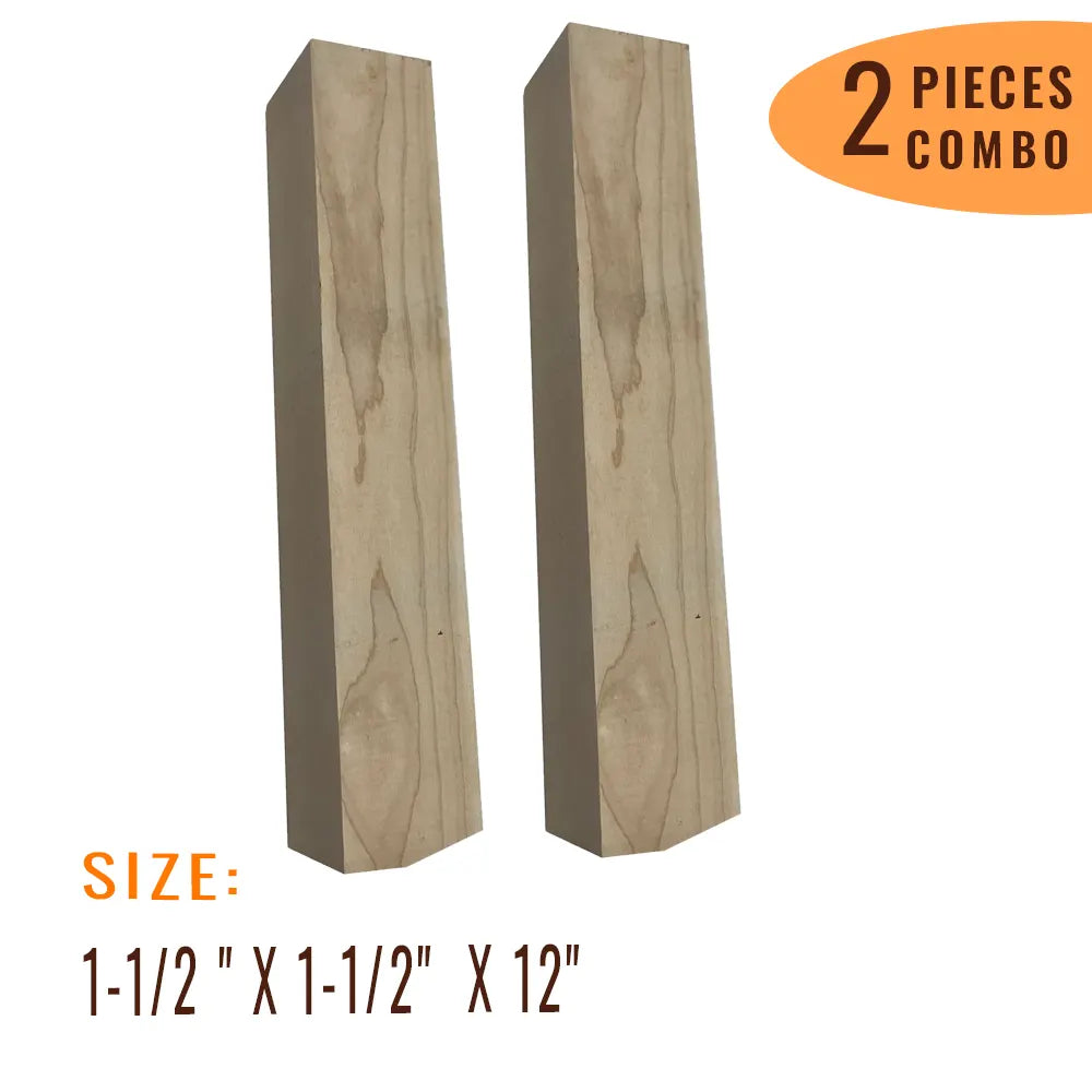 Pack of 2, Hard Maple Turning Wood Blanks 1-1/2 x 1-1/2 x 12 inches - Exotic Wood Zone - Buy online Across USA 