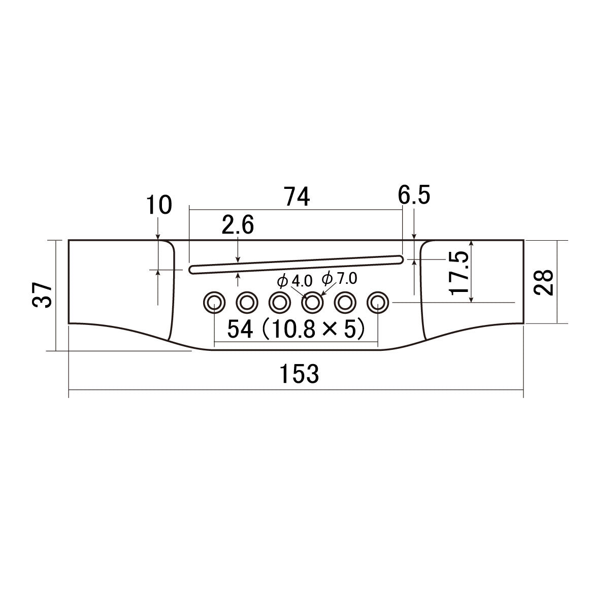 Hosco Martin Style Acoustic Guitar Bridge - Ebony Exotic Wood Zone 
