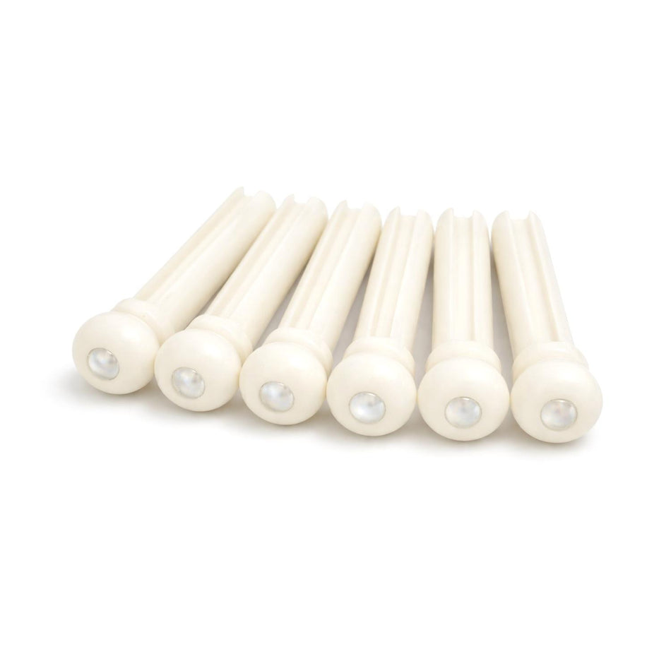 Hosco Cattle Bone Slotted Bridge Pins with Mother of Pearl Dots (Set of 6)