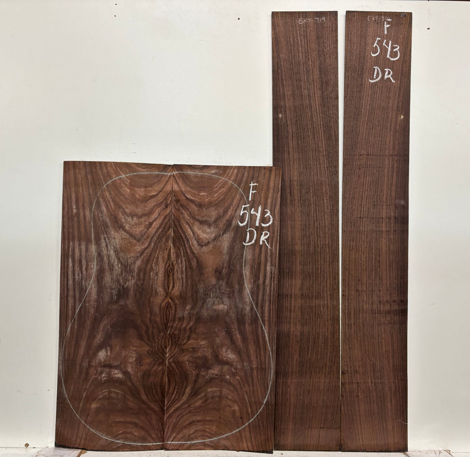 Juego de fondo y aros de guitarra de grado AAAA Dreadnought de palisandro de la India Oriental #61 