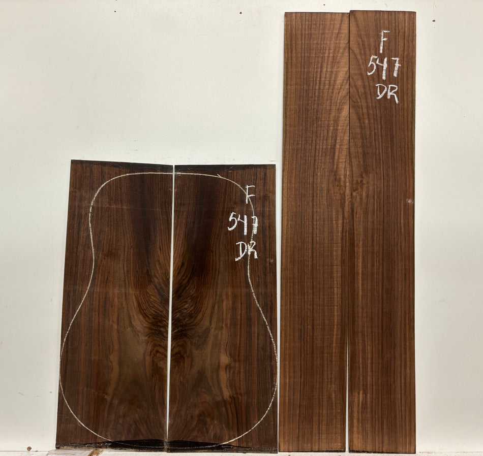 Juego de fondo y aros de guitarra de grado AAAA Dreadnought de palisandro de la India Oriental #61 