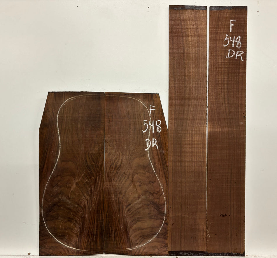 Juego de fondo y aros de guitarra de grado AAAA Dreadnought de palisandro de la India Oriental #61 