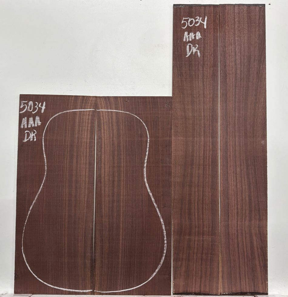 East Indian Rosewood Dreadnought AAA Grade Guitar Back & Side Set #5034 - Exotic Wood Zone