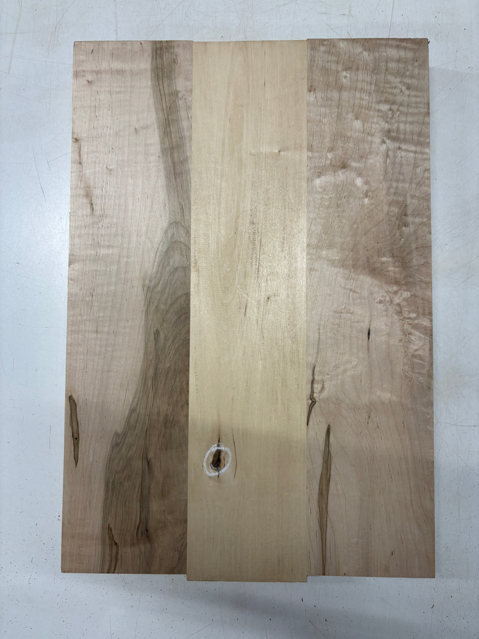 3 Piece Glued, 2 Species,  Ambrosia Maple + Basswood Guitar Body Blank- 21" x 14" x 1-3/4"   #5601