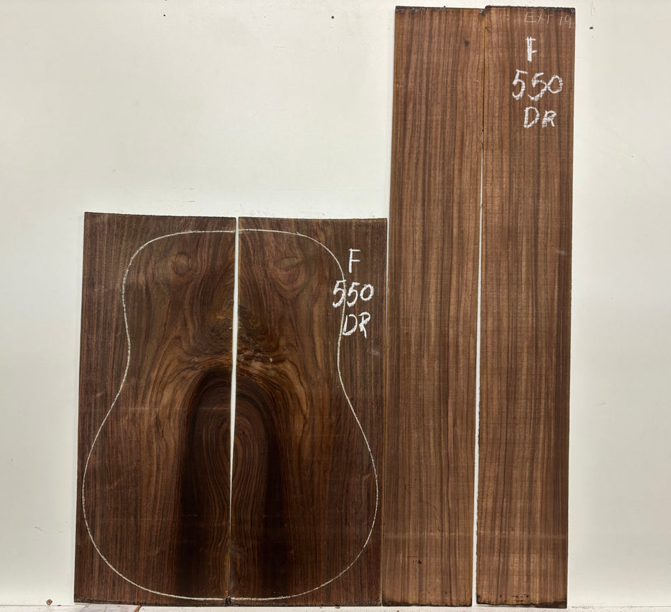 Juego de fondo y aros de guitarra de grado AAAA Dreadnought de palisandro de la India Oriental #61 