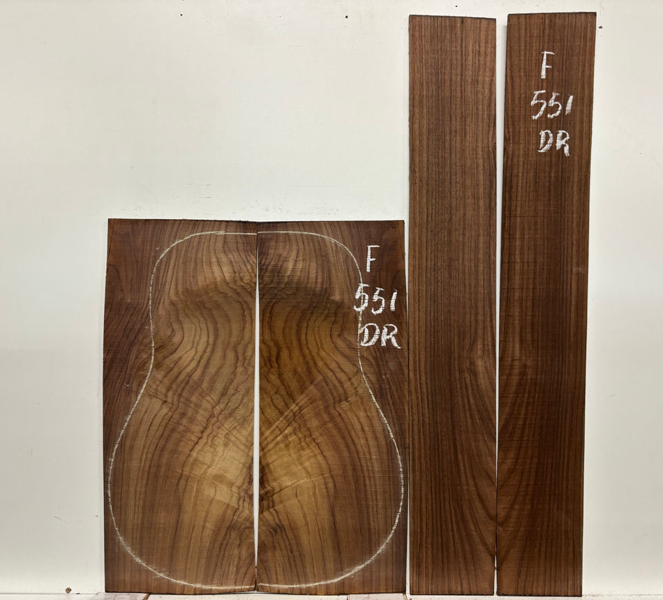 Figured Indian Rosewood Dreadnought Guitar Back & Side Set #551