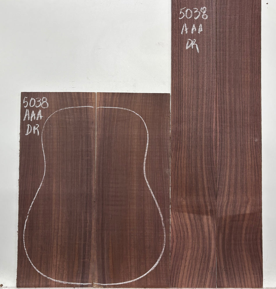 East Indian Rosewood Dreadnought AAA Grade Guitar Back & Side Set #5038 - Exotic Wood Zone