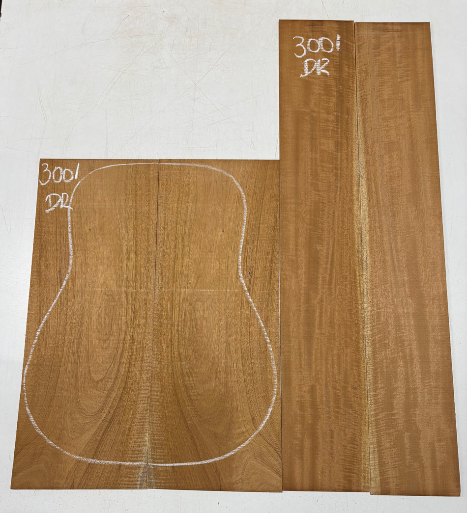 Curly Flame Honduran Mahogany Dreadnought Guitar Back & Side Set #3001