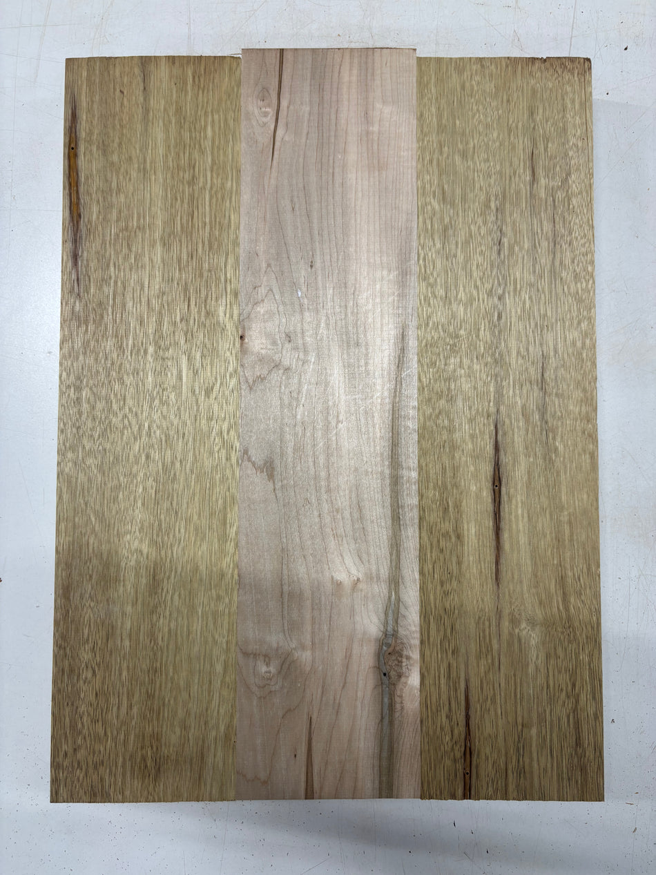 3 Piece Glued, 2 Species White Limba + Hard Maple Guitar Body Blank - 20-3/4" x 15" x 1-3/4"  #5605