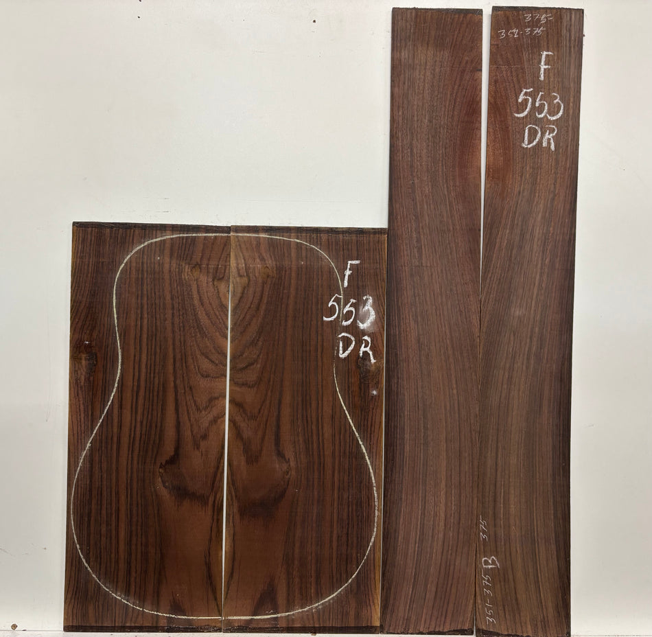 Figured Indian Rosewood Dreadnought Guitar Back & Side Set #553
