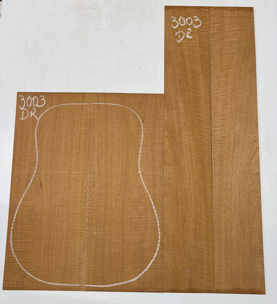 Curly Flame Honduran Mahogany Dreadnought Guitar Back & Side Set #3003