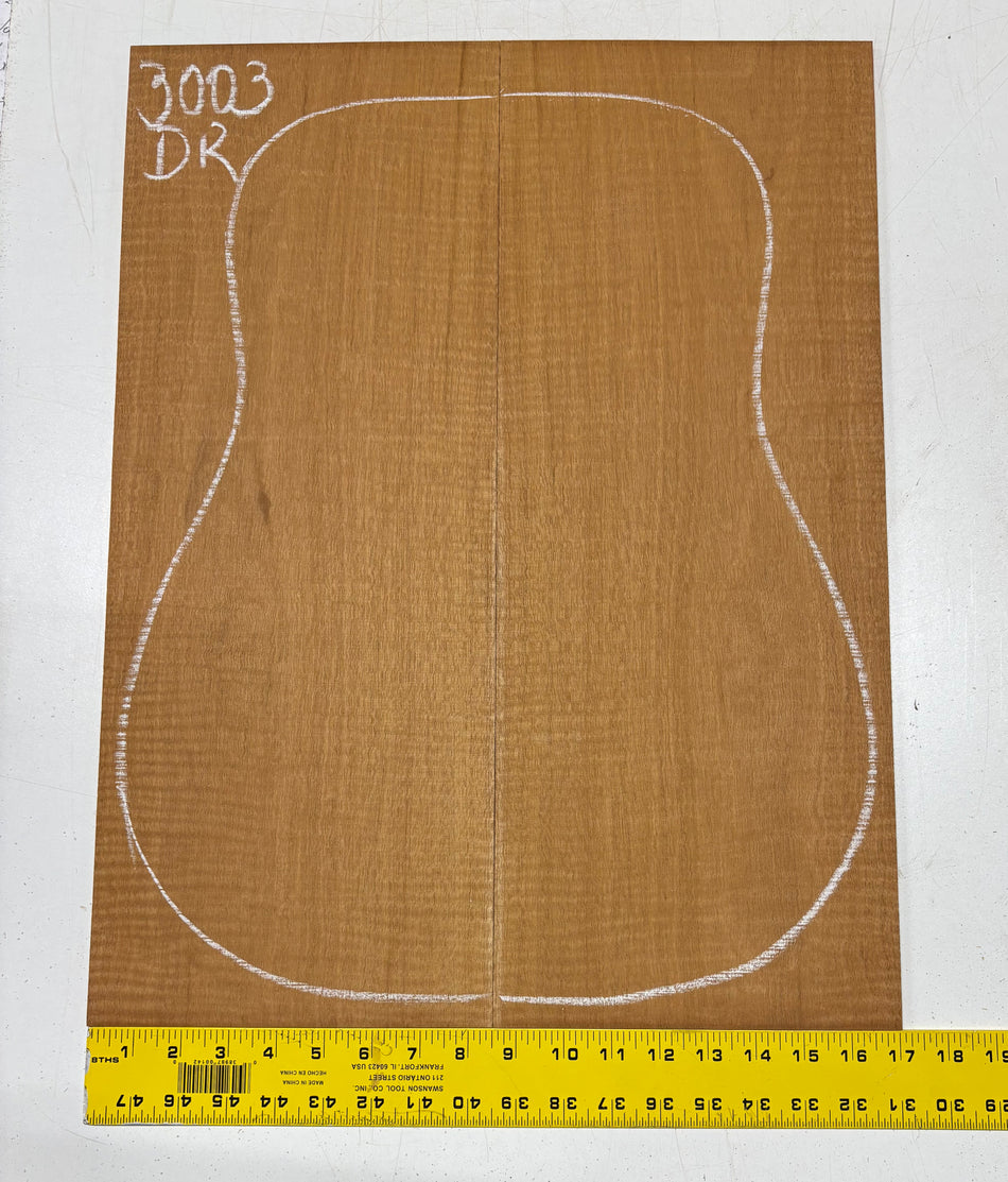 Curly Flame Honduran Mahogany Dreadnought Guitar Back & Side Set #3003