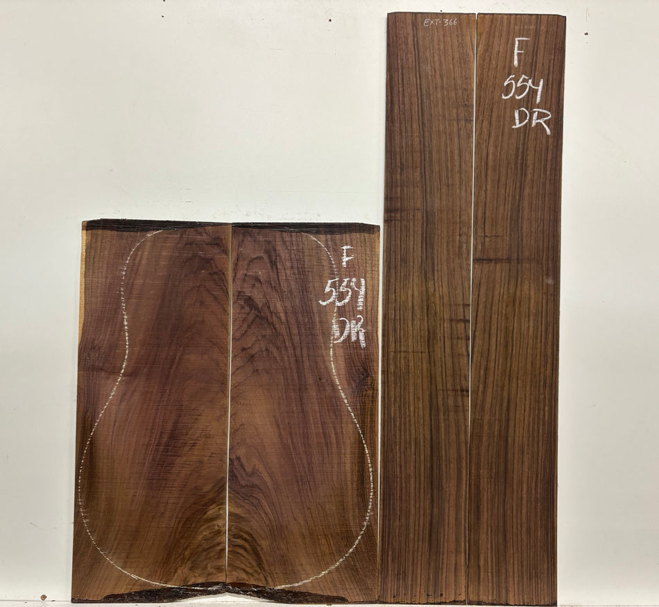 Figured Indian Rosewood Dreadnought Guitar Back & Side Set #554