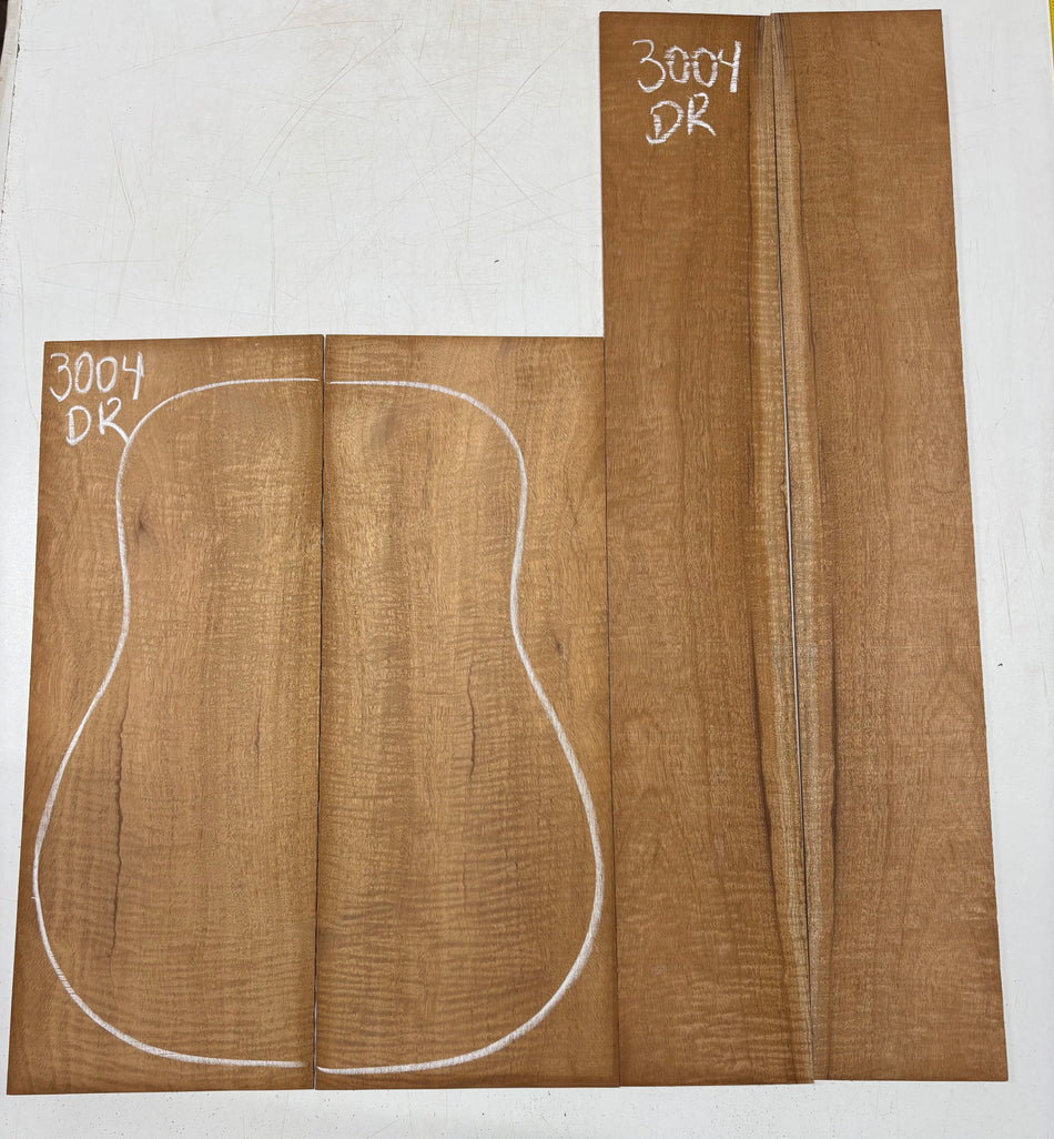 Curly Flame Honduran Mahogany Dreadnought Guitar Back & Side Set #3004