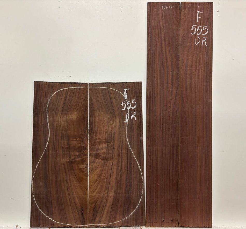 Figured Indian Rosewood Dreadnought Guitar Back & Side Set #555