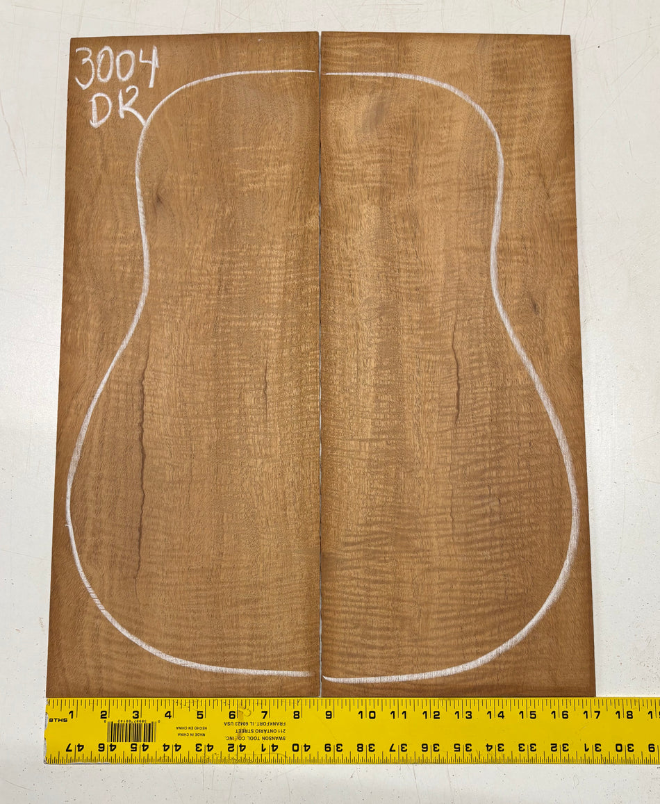 Curly Flame Honduran Mahogany Dreadnought Guitar Back & Side Set #3004