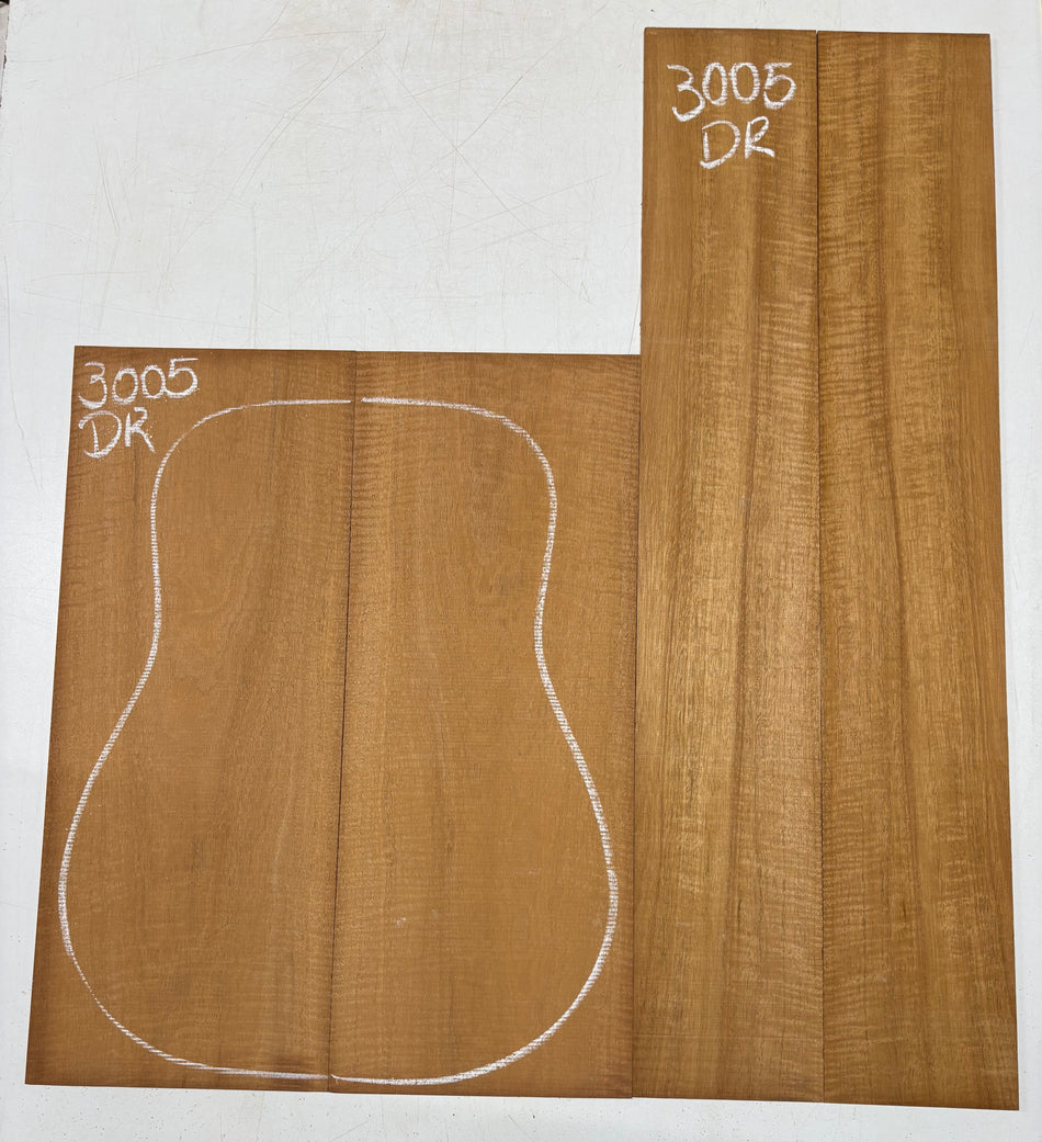 Curly Flame Honduran Mahogany Dreadnought Guitar Back & Side Set #3005