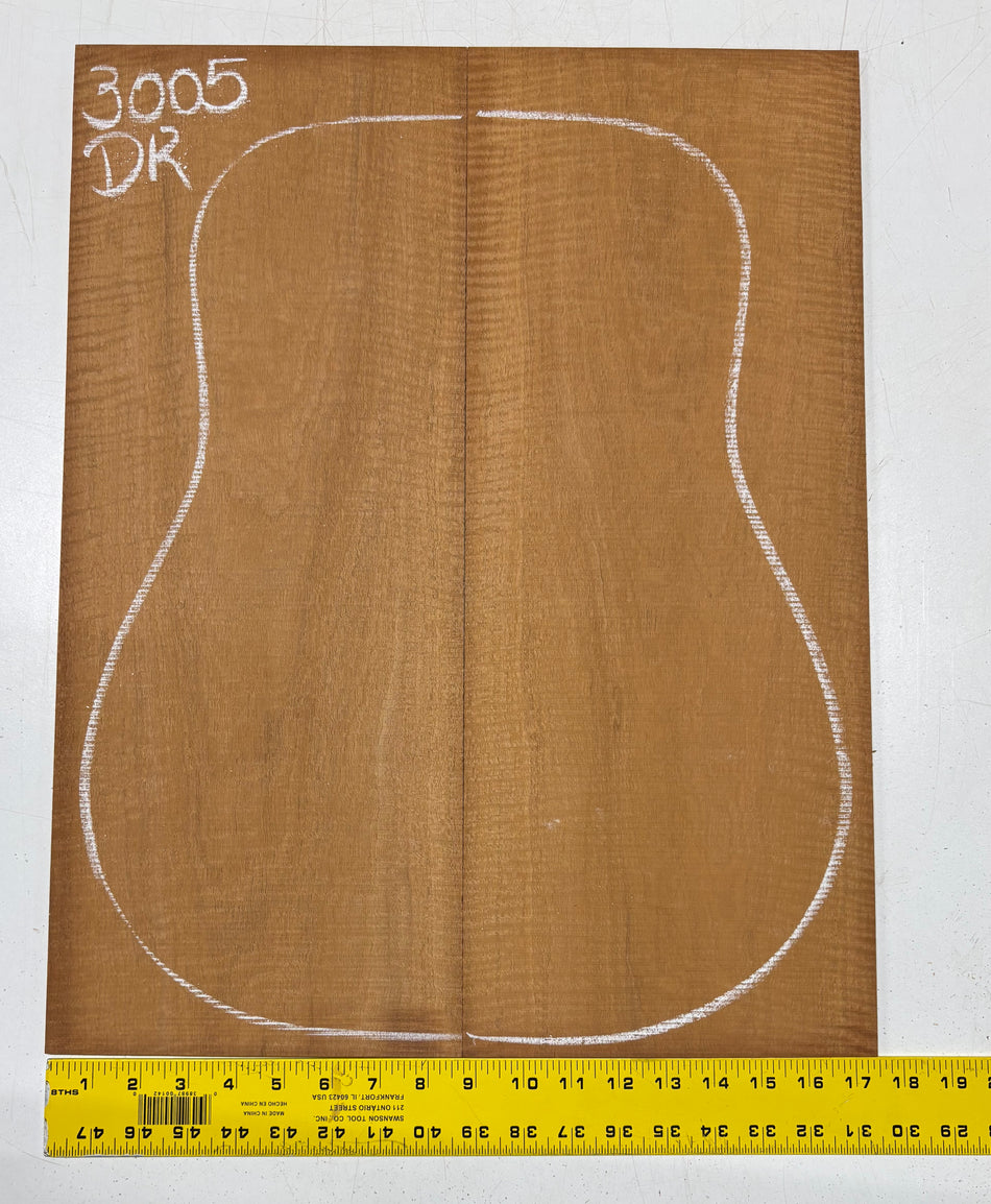 Curly Flame Honduran Mahogany Dreadnought Guitar Back & Side Set #3005